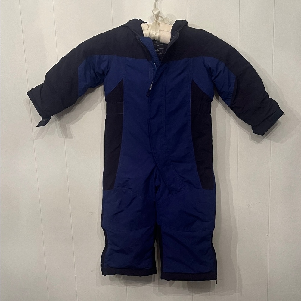 L.L. Bean Blue and Black Toddler Snowsuit Hooded One-Piece (2T)